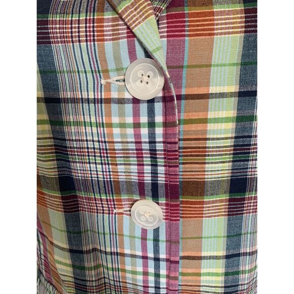 Talbots Womens Blazer Jacket Plaid Button Down Size 8 Cotton Flax Multicolor - Picture 2 of 9